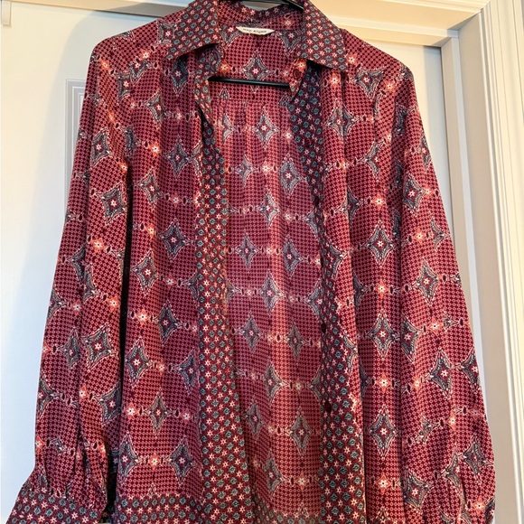Max Studio Burgundy Geometric Shirt - Picture 1 of 3
